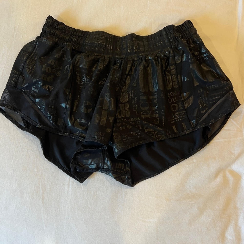 Lululemon Black Embossed Hotty Hot Shorts